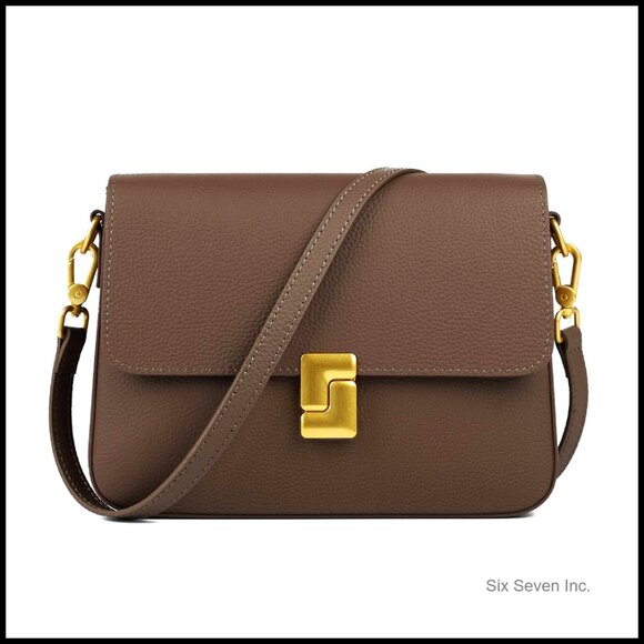 Genuine Leather Shoulder Bag Crossbody Purse Vintage Designer Two Straps